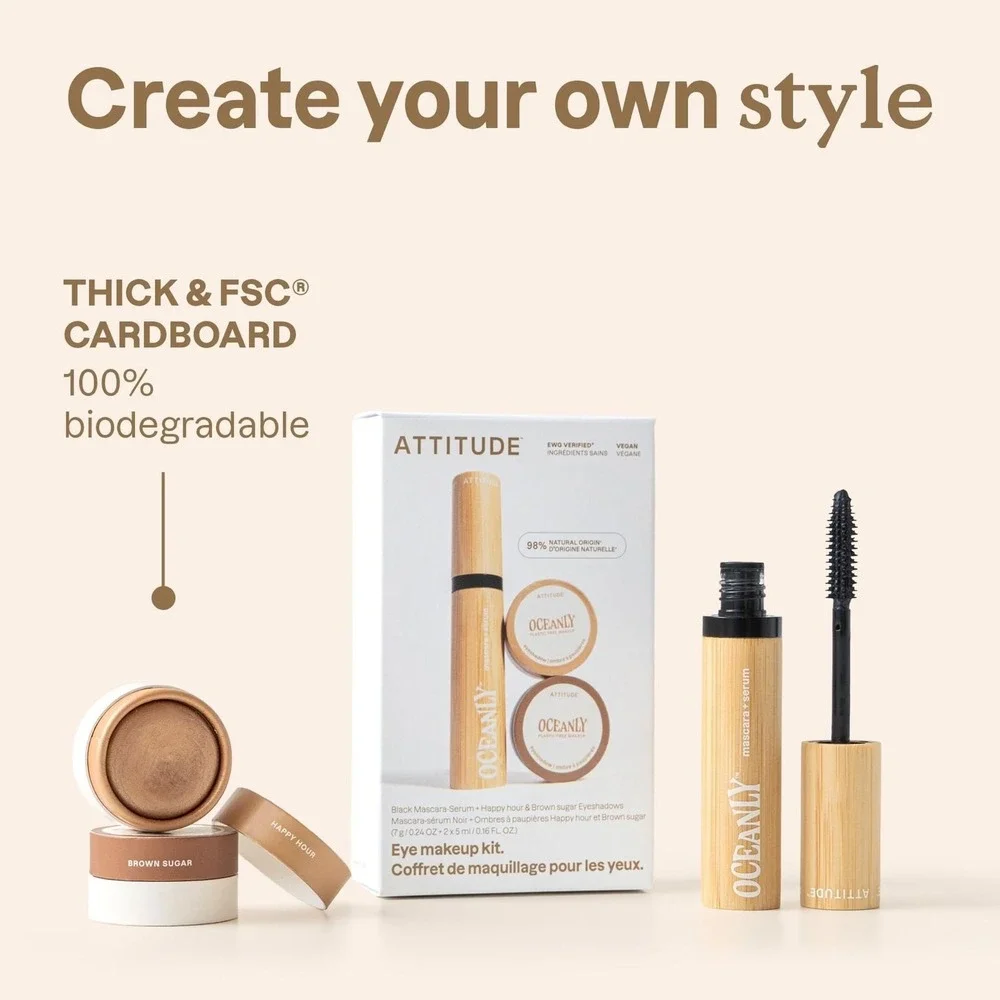 ATTITUDE Oceanly Eye Makeup Kit - Black Mascara-Serum & 2 Eyeshadows (Happy Hour